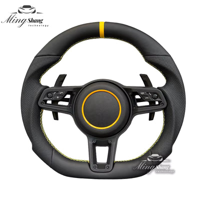 The leather sporty car steering wheel is suitable for Porsche Panamera Cayenne Macan Tayenne Boxster Taycan 718 911 Cayman Targa