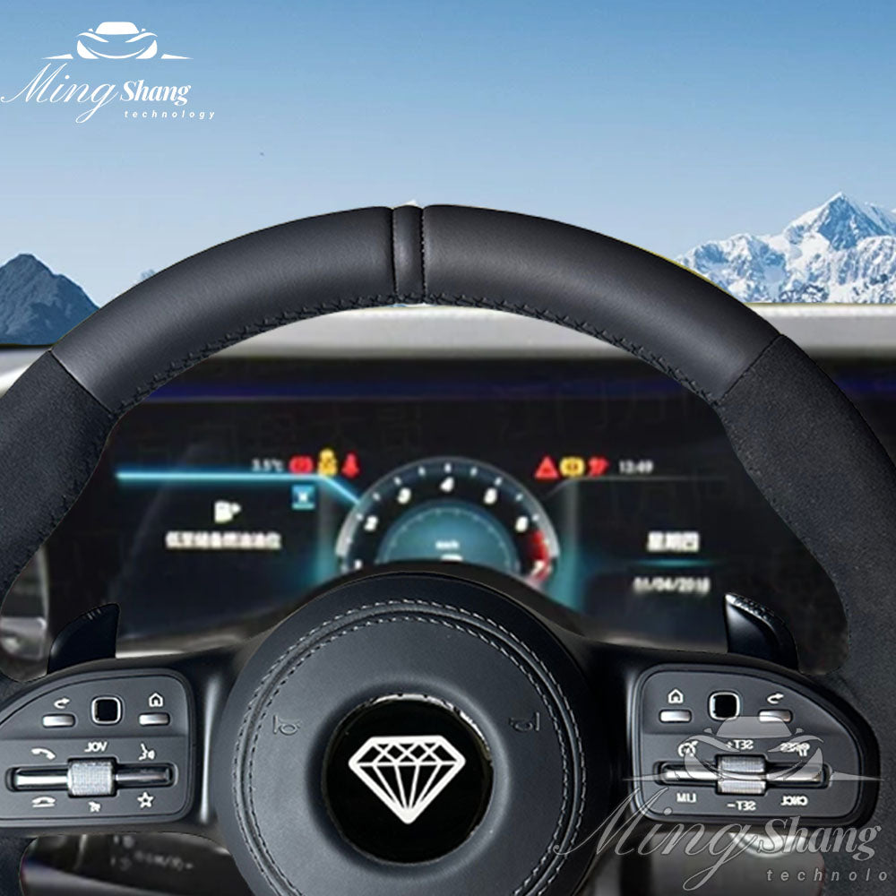 The matte leather Alcantara steering wheel is suitable for Mercedes-Benz GLE GLA GLC GLK CLA CLS SLC ML W221 W222 W463 W201 W168