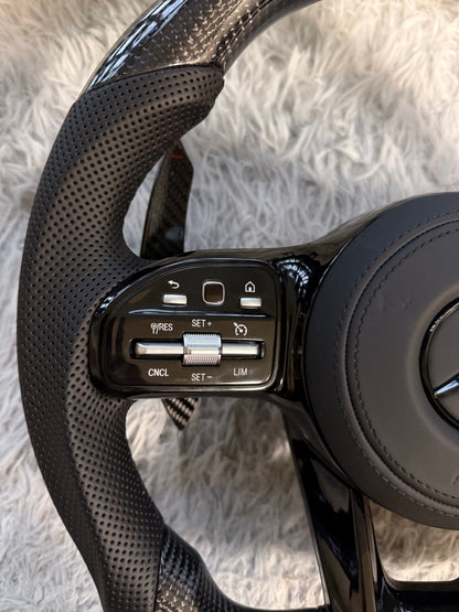 Custom Volante Glossy Black Carbon Steering Wheel for Mercedes Benz W204 W205 W207 W211 W212 W213 W221 W222 GLS CLS C63 AMG GT