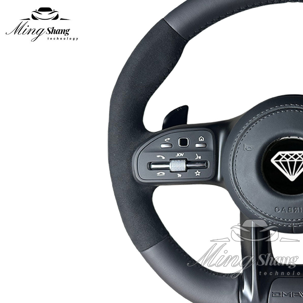 The matte leather Alcantara steering wheel is suitable for Mercedes-Benz GLE GLA GLC GLK CLA CLS SLC ML W221 W222 W463 W201 W168
