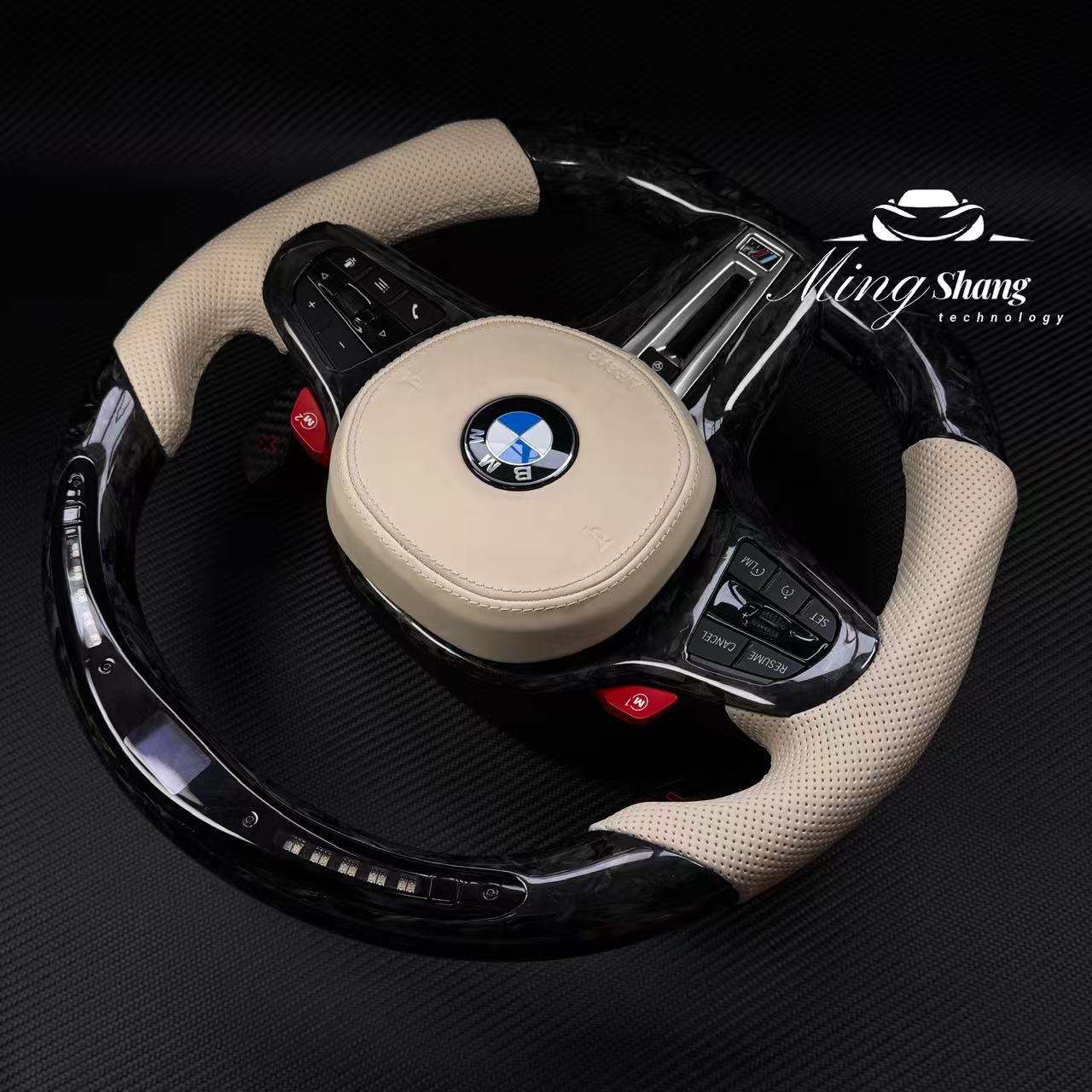 MT Auto Modification Leather Carbon Fiber LED Steering Wheel for BMW G20 G30 G38 G11 G12 G01 G02 M3 M4 Car Steering Wheel