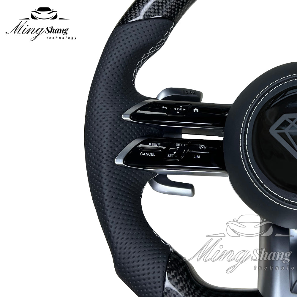 The LED forged carbon fiber steering wheel is suitable for Mercedes W116 W221 W222 W210 W202 W204 W463 W460 W638 W242 W245 ML GL