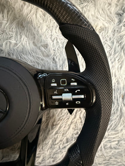 Custom Volante Glossy Black Carbon Steering Wheel for Mercedes Benz W204 W205 W207 W211 W212 W213 W221 W222 GLS CLS C63 AMG GT