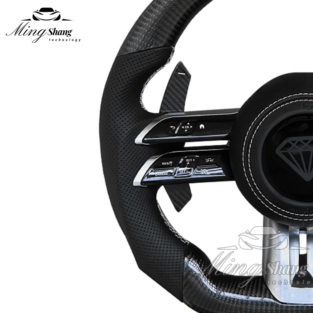 Carbon Fiber Steering Wheel for Mercedes Benz, A35 A45 C63 C43 E53 E63 G63 G500 G55 AMG GT S63 GLE63 GLA45 W223 W213 W205 W204