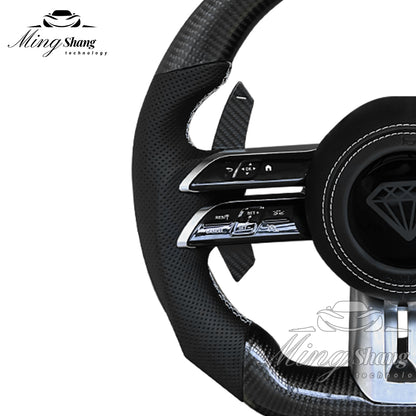Carbon Fiber Steering Wheel for Mercedes Benz, A35 A45 C63 C43 E53 E63 G63 G500 G55 AMG GT S63 GLE63 GLA45 W223 W213 W205 W204