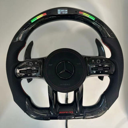 MT Carbon Fiber Steering Wheel For Mercedes Benz C63 E63 W213 C43 A45 G63 G500 S63 GLA45 GLS63 W204 W205 AMG LED Steering Wheel