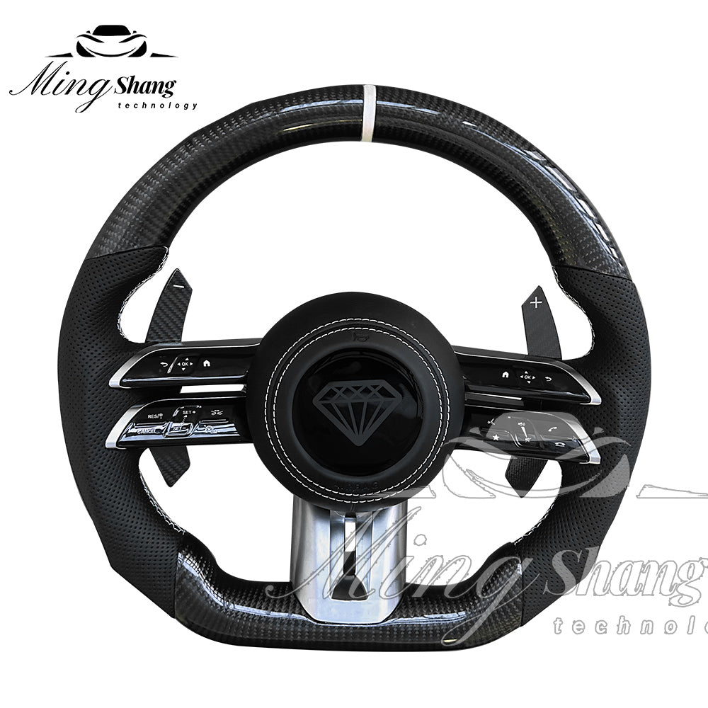 Carbon Fiber Steering Wheel for Mercedes Benz, A35 A45 C63 C43 E53 E63 G63 G500 G55 AMG GT S63 GLE63 GLA45 W223 W213 W205 W204