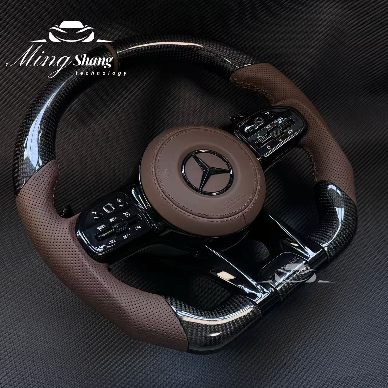 Custom Volante Glossy Black Carbon Steering Wheel for Mercedes Benz W204 W205 W207 W211 W212 W213 W221 W222 GLS CLS C63 AMG GT