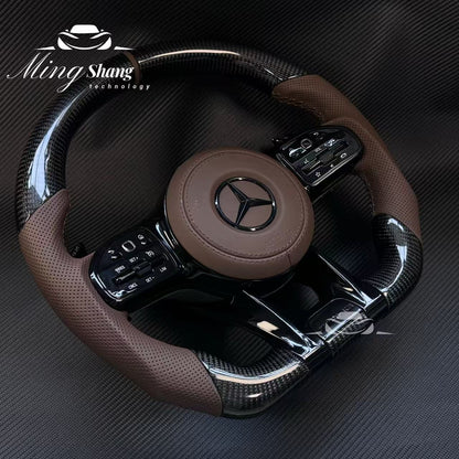 Custom Volante Glossy Black Carbon Steering Wheel for Mercedes Benz W204 W205 W207 W211 W212 W213 W221 W222 GLS CLS C63 AMG GT