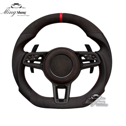 The leather sporty car steering wheel is suitable for Porsche Panamera Cayenne Macan Tayenne Boxster Taycan 718 911 Cayman Targa