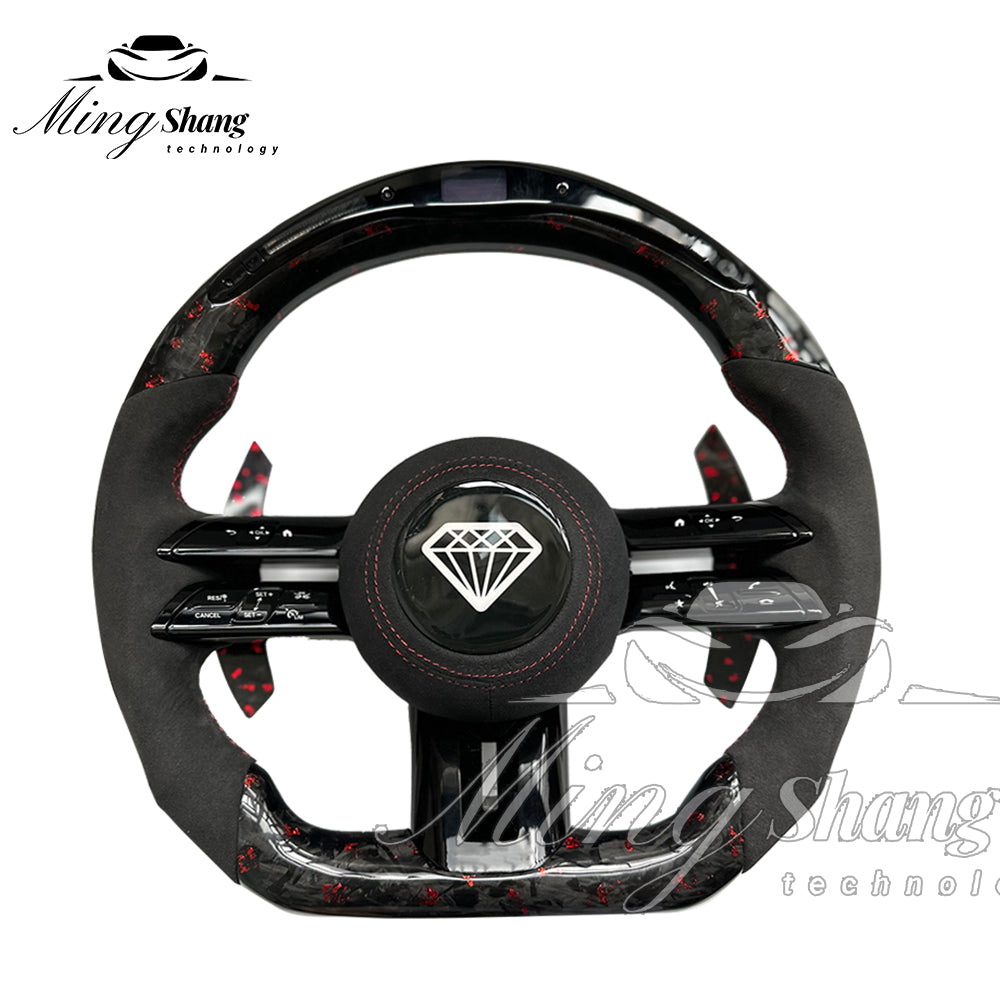 The LED forged carbon fiber steering wheel is suitable for Mercedes W116 W221 W222 W210 W202 W204 W463 W460 W638 W242 W245 ML GL