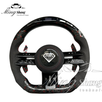 The LED forged carbon fiber steering wheel is suitable for Mercedes W116 W221 W222 W210 W202 W204 W463 W460 W638 W242 W245 ML GL