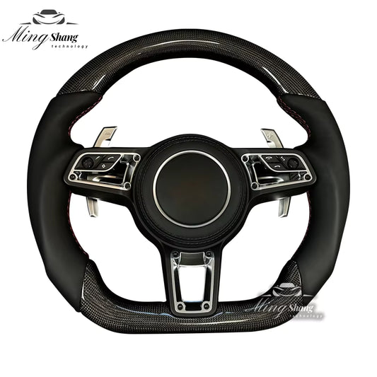 The sporty carbon fiber AUTO steering wheel is suitable for the Porsche Panamera Macan Tayenne Boxster Cayman Taycan Cayenne 718