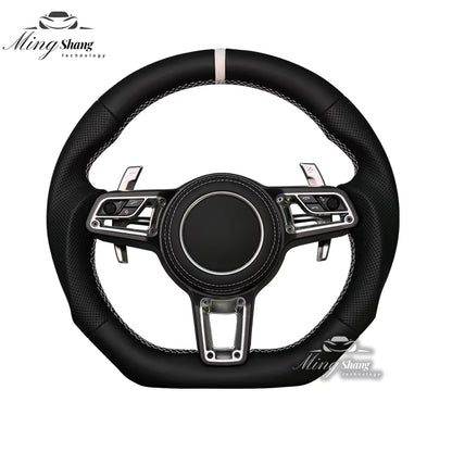 The leather sporty car steering wheel is suitable for Porsche Panamera Cayenne Macan Tayenne Boxster Taycan 718 911 Cayman Targa