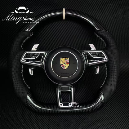 The leather sporty car steering wheel is suitable for Porsche Panamera Cayenne Macan Tayenne Boxster Taycan 718 911 Cayman Targa