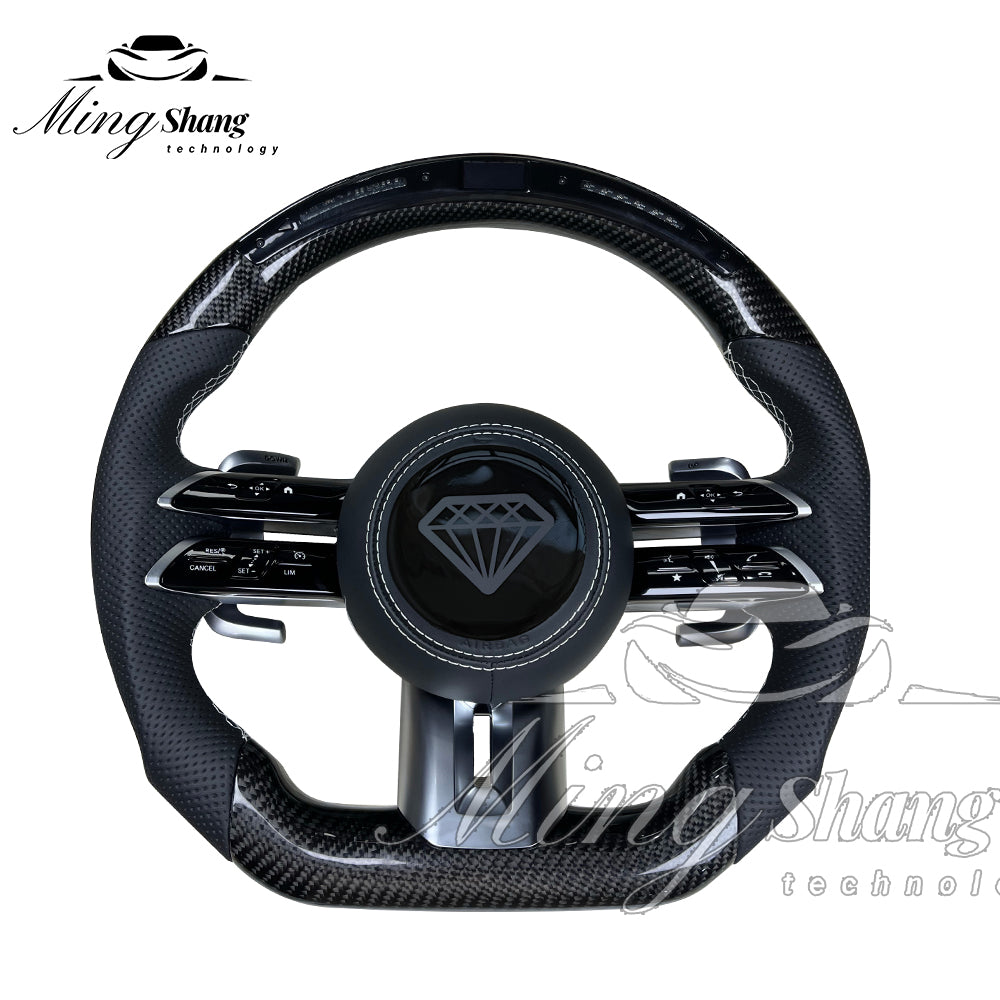 The LED forged carbon fiber steering wheel is suitable for Mercedes W116 W221 W222 W210 W202 W204 W463 W460 W638 W242 W245 ML GL