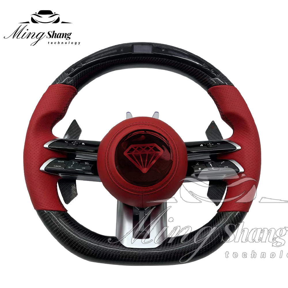 The LED forged carbon fiber steering wheel is suitable for Mercedes W116 W221 W222 W210 W202 W204 W463 W460 W638 W242 W245 ML GL