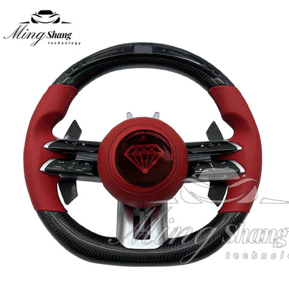 The LED forged carbon fiber steering wheel is suitable for Mercedes W116 W221 W222 W210 W202 W204 W463 W460 W638 W242 W245 ML GL