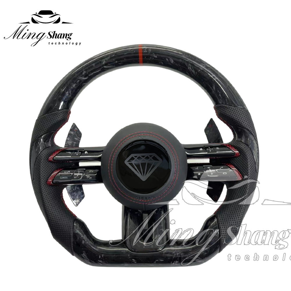 The LED forged carbon fiber steering wheel is suitable for Mercedes W116 W221 W222 W210 W202 W204 W463 W460 W638 W242 W245 ML GL