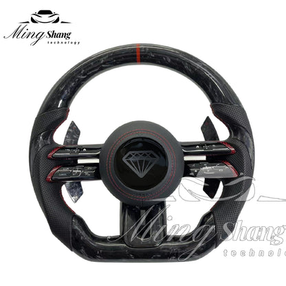 The LED forged carbon fiber steering wheel is suitable for Mercedes W116 W221 W222 W210 W202 W204 W463 W460 W638 W242 W245 ML GL