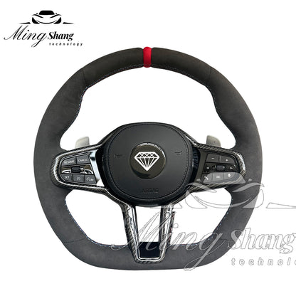 The red-label leather sport steering wheel is suitable for BMW F02 X2 X3 X4 X5 X6 M2 M3 M4 M5 M6 F10 F30 F21 F22 F46 F30 F03 F13 G01 G02 G05 G06 G07 G08 G11 G12 G14 G15 G16 G17 G20 G29 G30 G31 G32 G80 G82 F92 X3