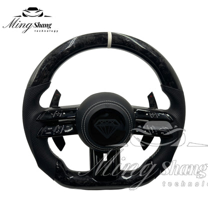 Carbon Fiber Steering Wheel for Mercedes Benz, A35 A45 C63 C43 E53 E63 G63 G500 G55 AMG GT S63 GLE63 GLA45 W223 W213 W205 W204