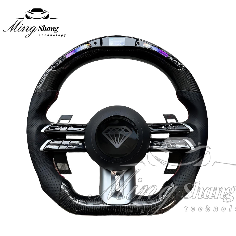 The LED forged carbon fiber steering wheel is suitable for Mercedes W116 W221 W222 W210 W202 W204 W463 W460 W638 W242 W245 ML GL
