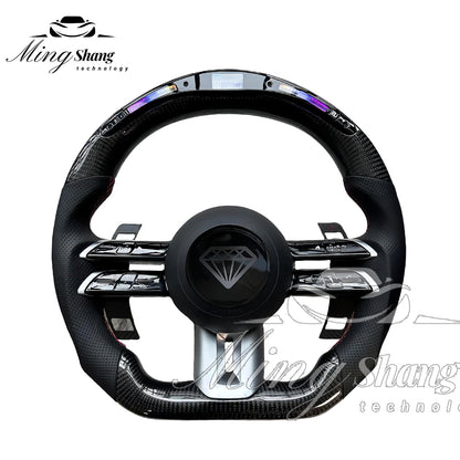 The LED forged carbon fiber steering wheel is suitable for Mercedes W116 W221 W222 W210 W202 W204 W463 W460 W638 W242 W245 ML GL