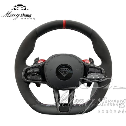 The red-label leather sport steering wheel is suitable for BMW F02 X2 X3 X4 X5 X6 M2 M3 M4 M5 M6 F10 F30 F21 F22 F46 F30 F03 F13 G01 G02 G05 G06 G07 G08 G11 G12 G14 G15 G16 G17 G20 G29 G30 G31 G32 G80 G82 F92 X3